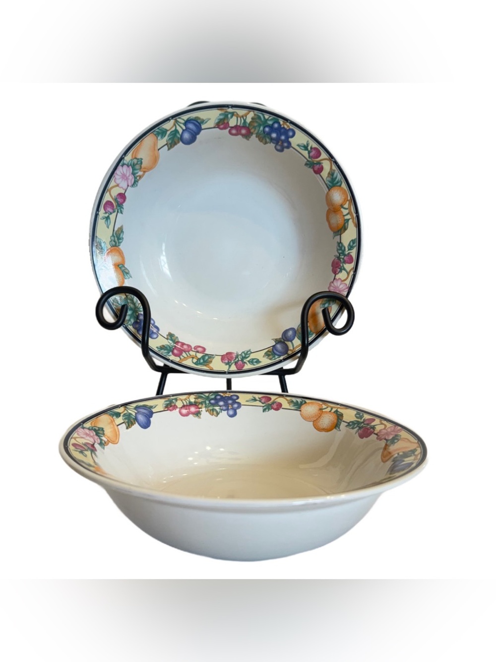 LOT of 2 ONEIDA Select Cereal Bowls Stoneware Orchard Pattern 7" Discontinued